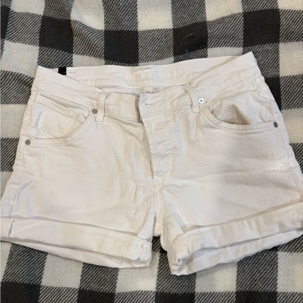 Citizens Of Humanity White Jean Shorts Cuffed Hem